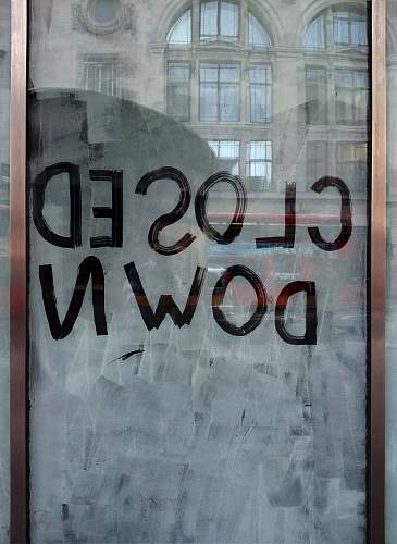 arch glass window with Closed down print architecture