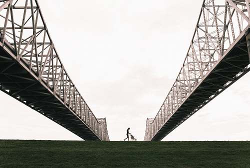 bridge person with stroller passing through bridges illustration new orleans