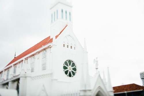 building white concrete mosque under white sky church