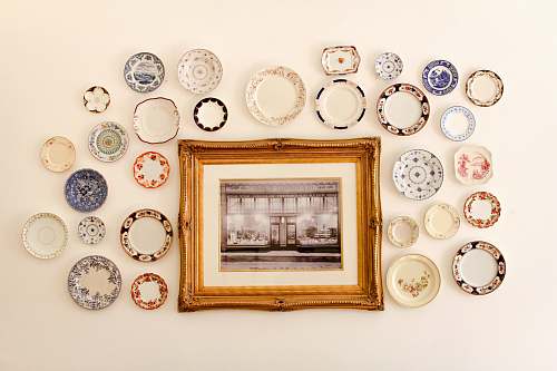 plate photo frame near assorted-color ceramic dishes london