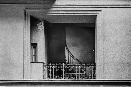 handrail white metal railings black-and-white
