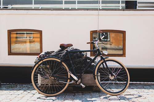 bike black bicycle under sunny sky transportation