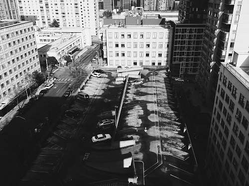 road aerial photo of buildings building