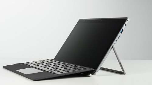 computer black and gray laptop computer with black screen laptop