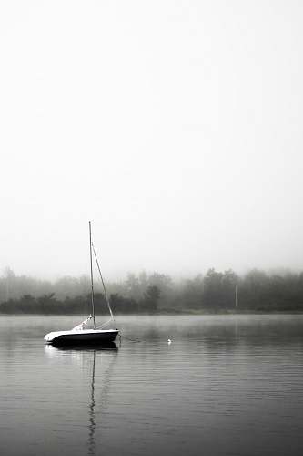 transportation black and white boat on lake yacht