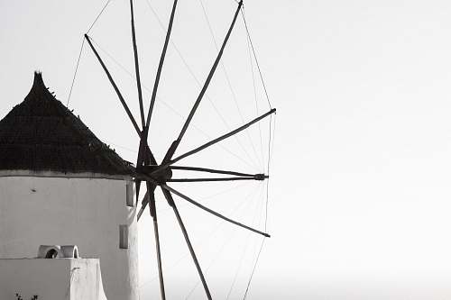 boat black and white wind mill transportation