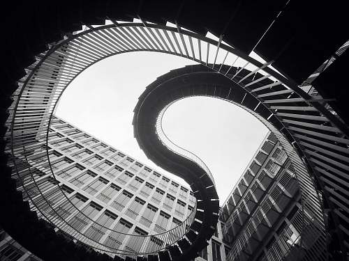 spiral grascale photo of spiral stairs kpmg