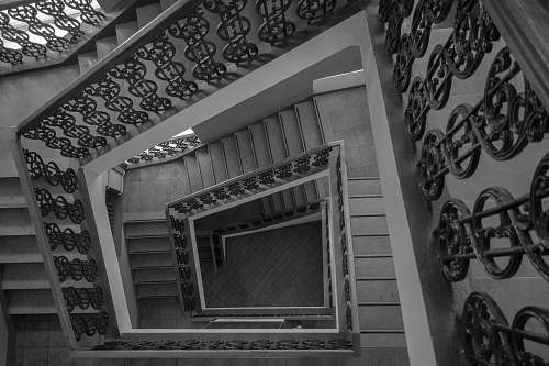 banister gray concrete stairs handrail