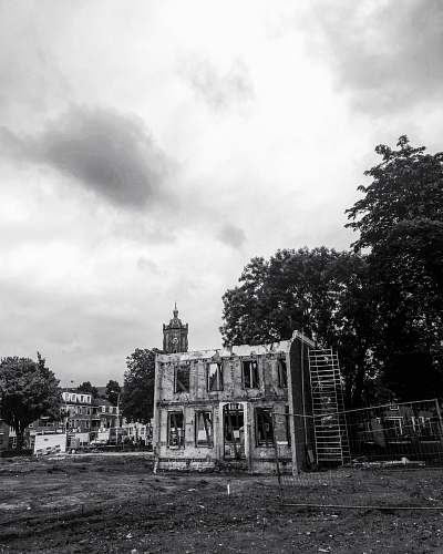 building grayscale photo of cathedral nature