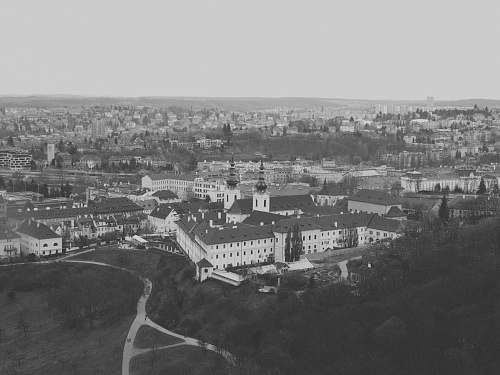 grey grayscale photo of city buildings landscape