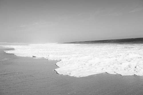 nature grayscale photo of seashore ocean