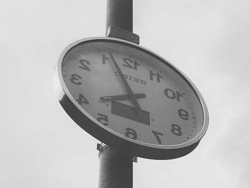 grey grayscale photo of wall clock displaying 4:04 wristwatch