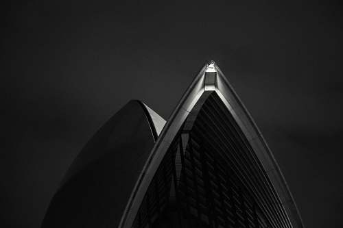 building grayscale photo of white building sydney
