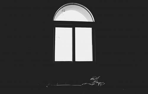 white grayscale photo of windows window