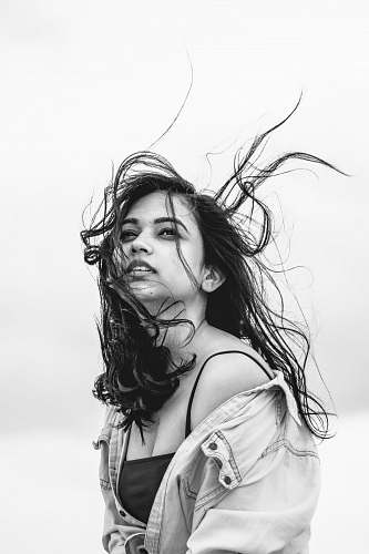 face grayscale photograhy of woman human