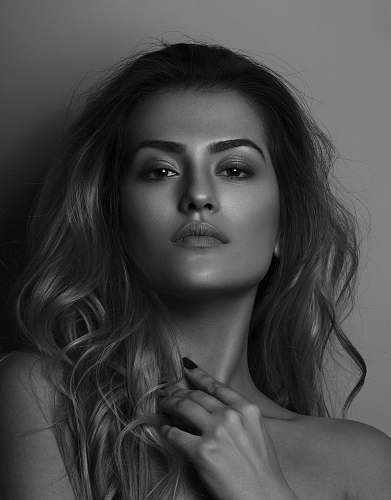 human grayscale photograph of topless woman person