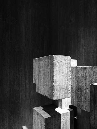 grey grayscale photography of concrete blocks wood