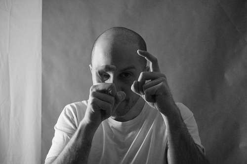 human grayscale photography of man person