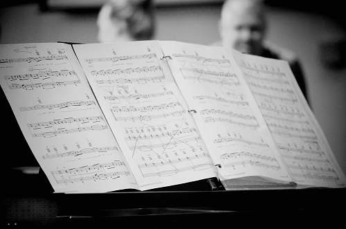 grey grayscale photography of musical note paper