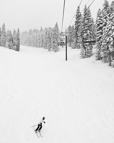 snow man doing ski near cable car skiing