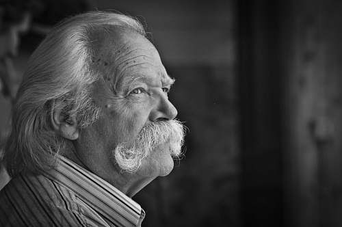 human man in collared shirt grayscale photo face