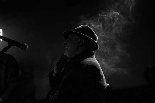 smoke man near microphone human