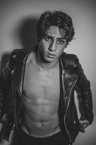 clothing man wearing black leather jacket apparel