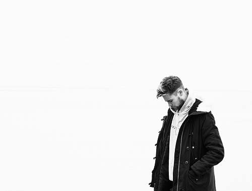 person man wearing jacket on white background human