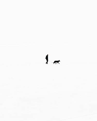 person person walking with dog against black background dog