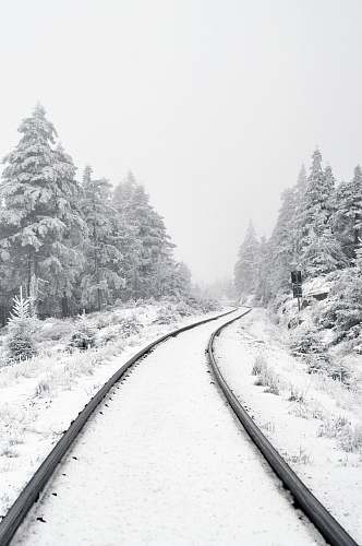 winter railway covered by snow harz