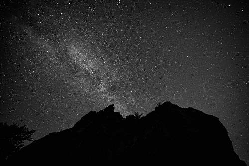 nature silhouette of mountain under starry night outdoors