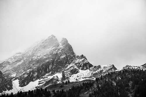 mountain top view of snowy mountain alps