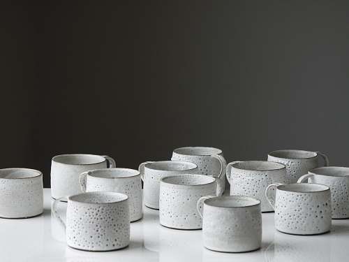 cup white ceramic mug lot on white surface pottery