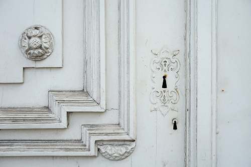 grey white wooden frame door