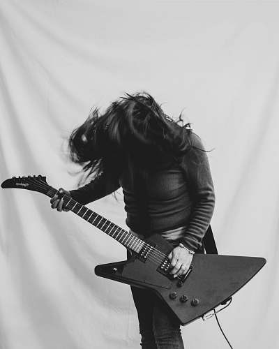 guitar woman playing electric guitar musical instrument