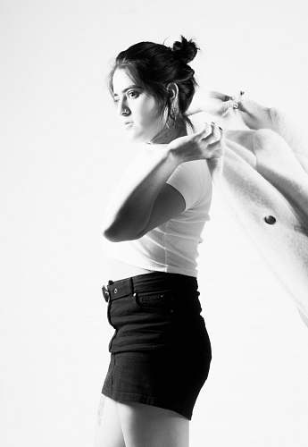 human woman wearing black shorts person