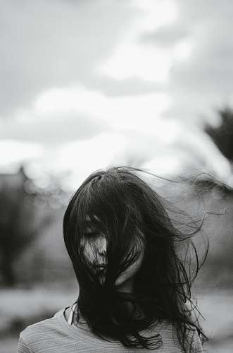 face woman with closed eyes standing outdoors portrait