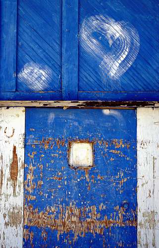 rust blue and white wooden board heart