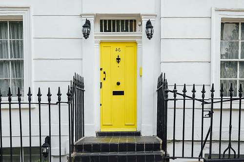yellow closed yellow door door