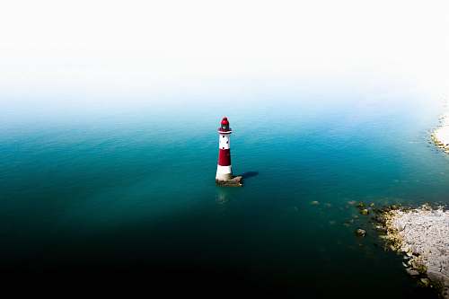 architecture red and white lighthouse top view tower