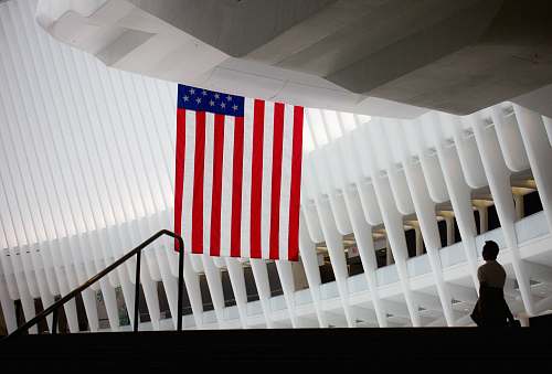 flag USA flag hanging on hallway modern design