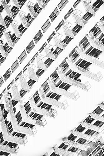 black-and-white white concrete building urban