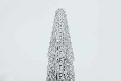 grey worm's eye view photo of Flatiron Building architecture