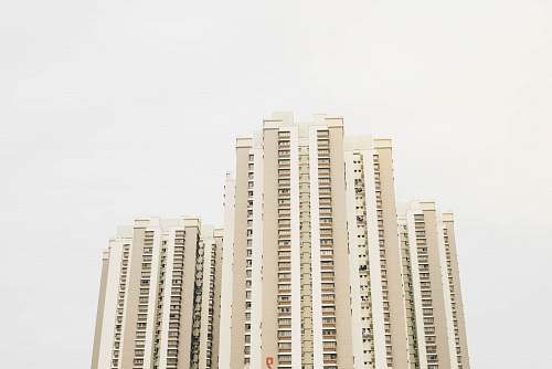 city worm's eye view photography of white building housing