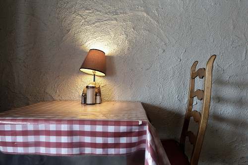 furniture brown desk lamp turned on lamp