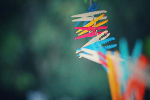 drying assorted-color clothes peg lot selective photography peg