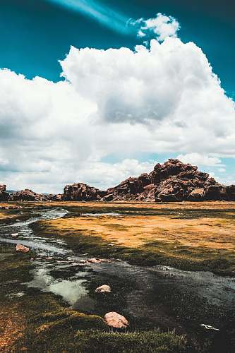 sky body of water under white clouds and blue sky nature