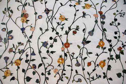 pattern white, orange, and purple floral textile india