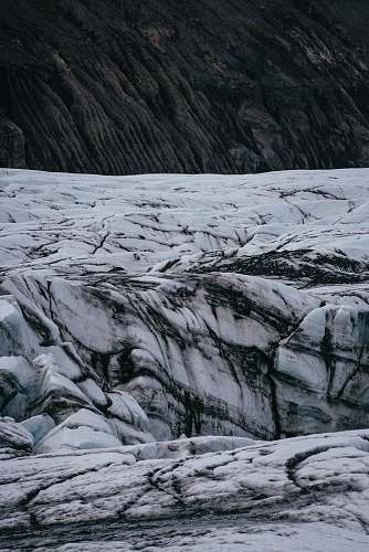 iceland white and black snowfield landscape mountain