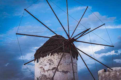 mykonos white and black windmill turbine